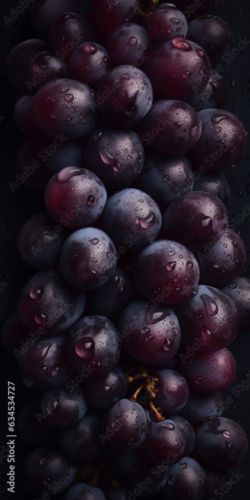 Top down view of grapes with drops of water Top down view of grapes with drops of water