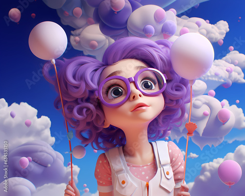 beautiful purple of child with balloons