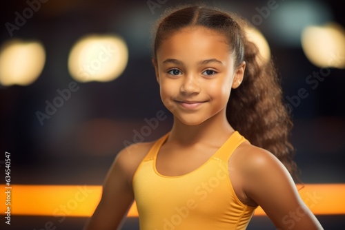 portrait of smiling african american little girl in sportswear