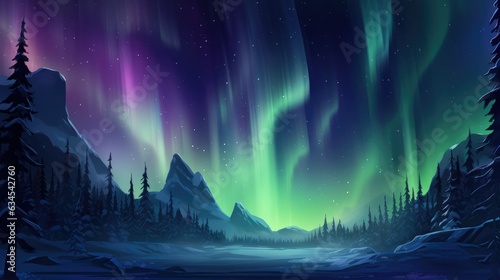 ethereal northern lights dancing over a frozen landscape as a background to commemorating Christmas