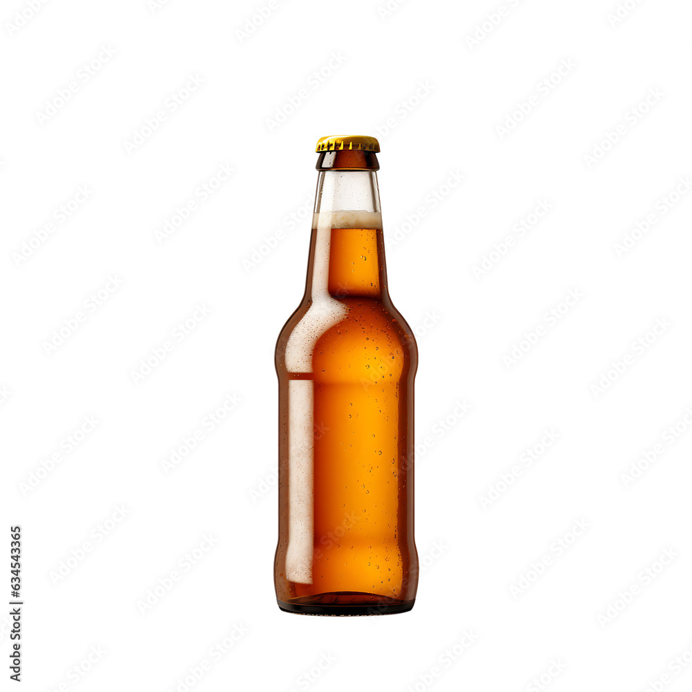 bottle of beer isolated on white background , ai generated