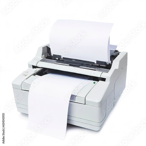 Printer white paper ream isolated on white background photo