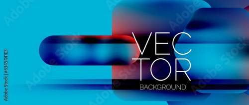 Dynamic bright colorful geometric elements with fluid gradients, lights, shadows blend in a minimal backdrop, creating captivating composition