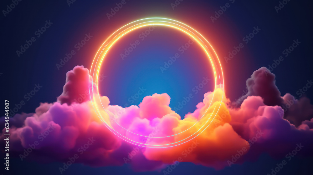 Obraz premium Glowing circle with colorful clouds