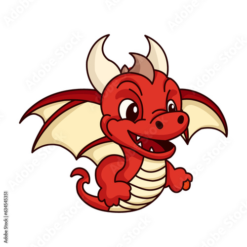 vector red cartoon dragon on white background