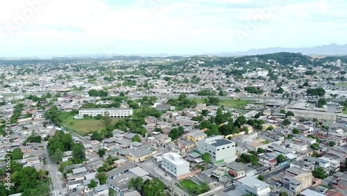 Aerial shot of Rio de Janeiro at Duque de Caxias showing houses and favelas photo