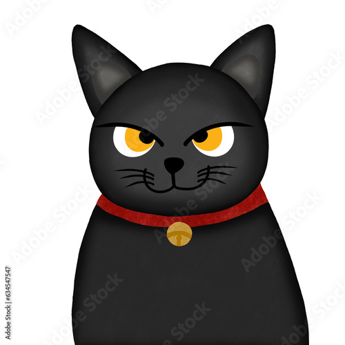 cute cartoon black cat smiling  photo