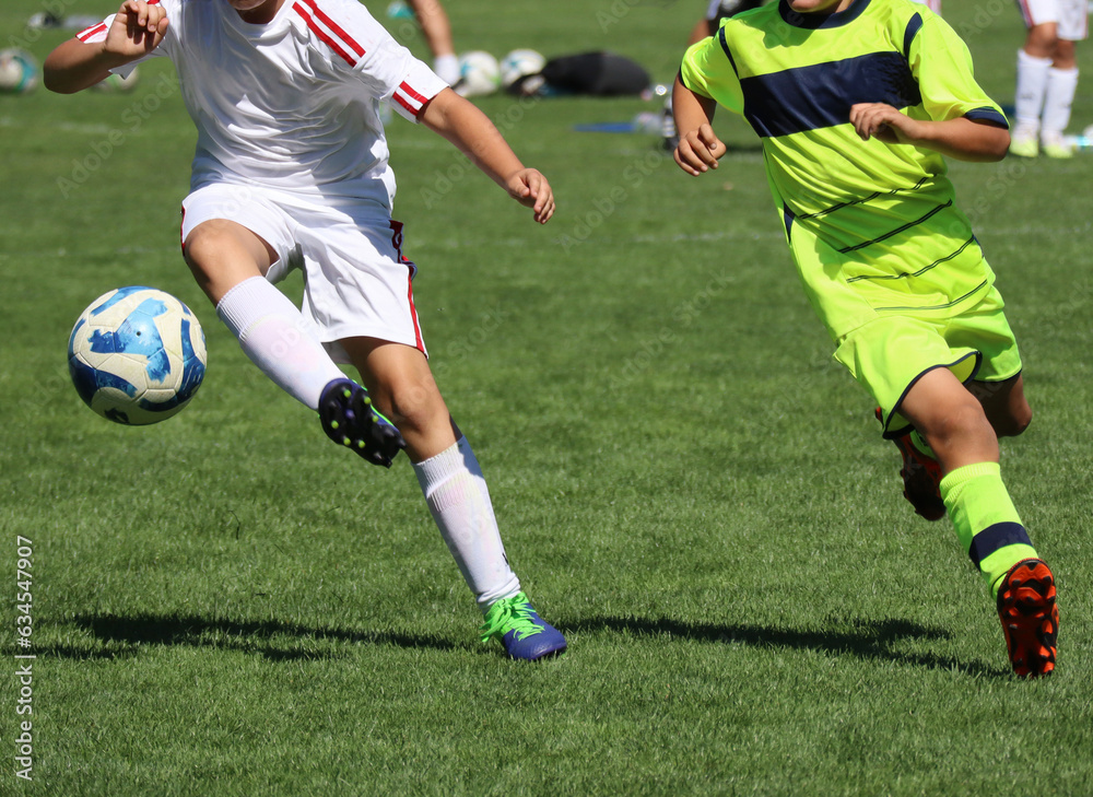 Action at the children soccer match