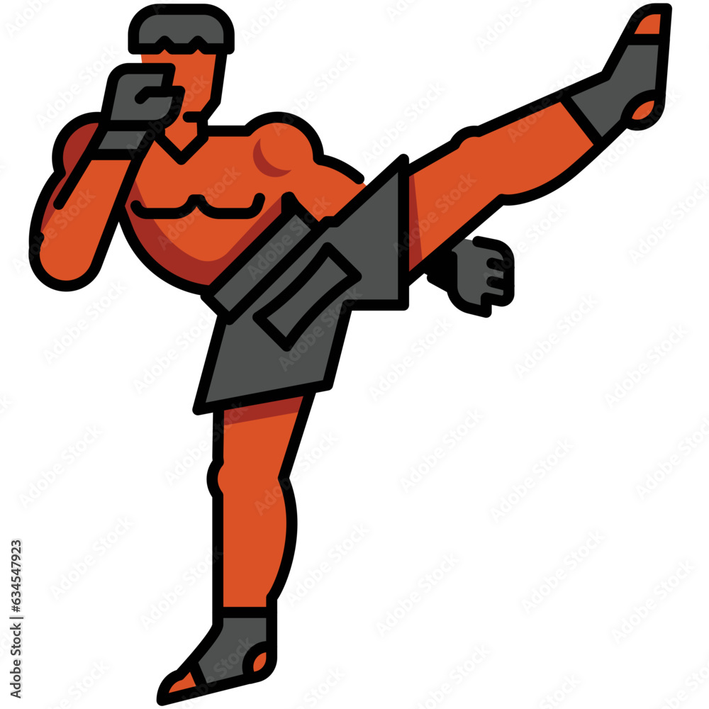 Fototapeta premium MMA boxer high kick icon