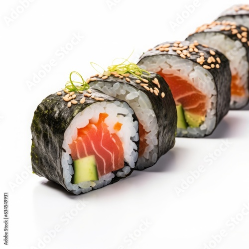 Sushi roll isolated on white background. Japanese food. Traditional japanese food with maki