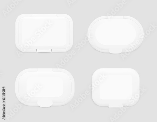 Wet wipe flaps for packaging mockup. Realistic front view. Vector template for your design. EPS10.