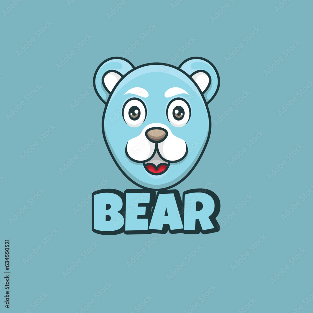 cute and handsome bear icon logo mascot illustration design