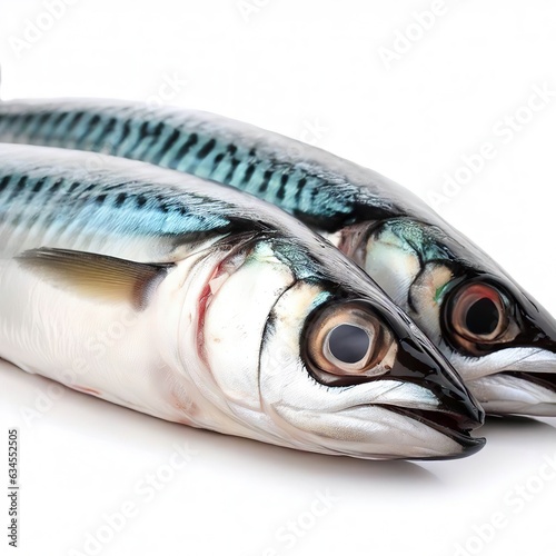 Raw mackerel fish isolated on white background