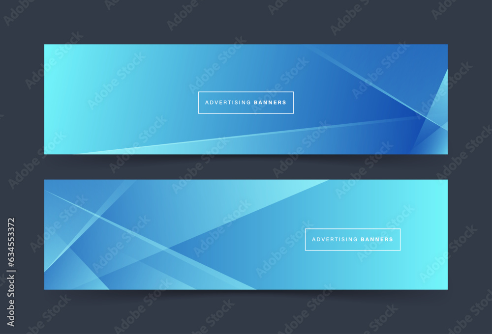 Banner background template, colorful, 2 collections set, blue and bright blue , memphis, slash element