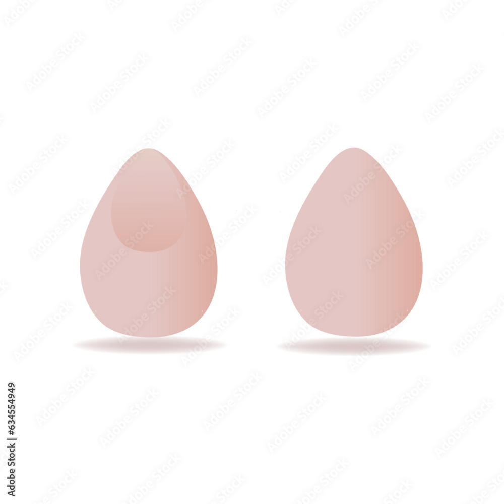 Set Light nude pink make-up sponge isolated on white background. beauty blender