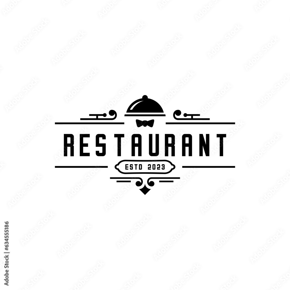 vector design of a restaurant logo on  white background