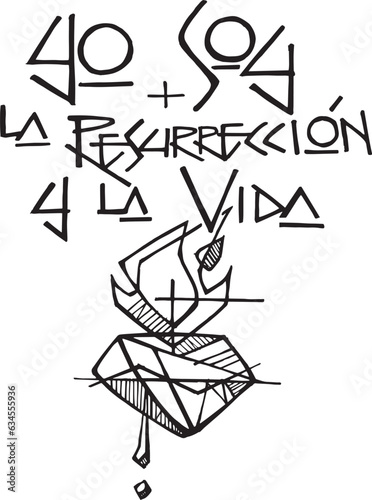 Hand drawn illustration of resurrection and life.