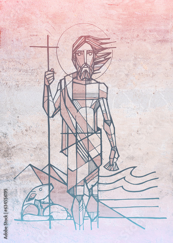 Hand drawn illustration of saint john the baptist.