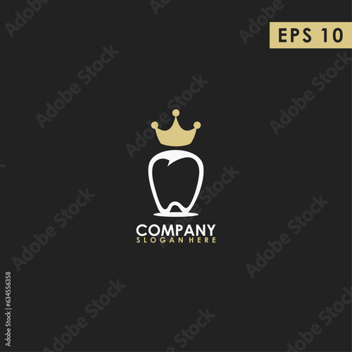 Dental Clinic Tooth King Logo Design With Luxury Vector Template. Dentist Stomatology Medical Doctor Logotype Concept Icon.