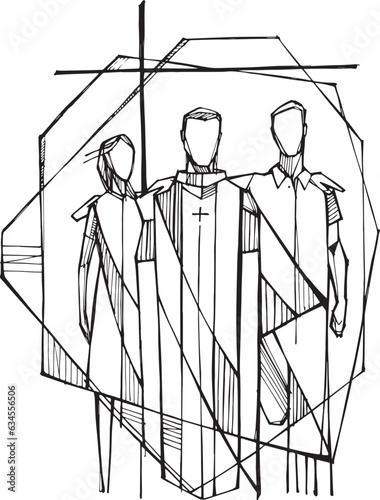 Photo Hand drawn illustration of priests