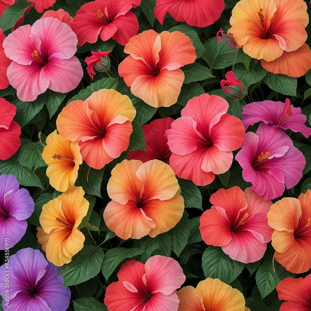 Red Hibiscus Beautiful Flowers. Generative AI Red Hibiscus Beautiful Flowers. Generative AI