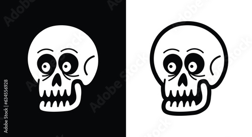 Skull icon. Vector black and white illustration.