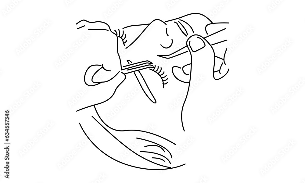 Fototapeta premium line art of woman doing make-up