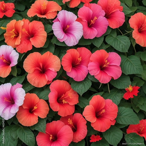 Wallpaper Mural Red Hibiscus Beautiful Flowers. Generative AI Torontodigital.ca