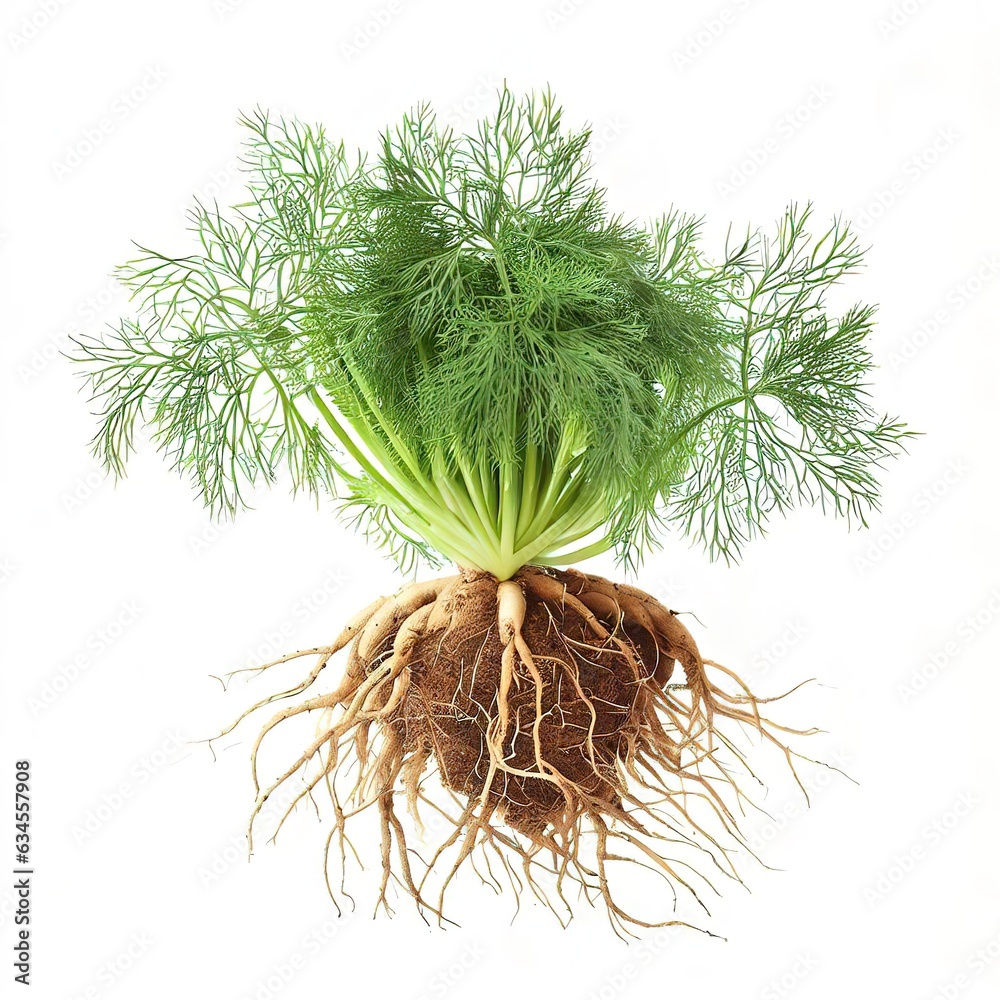 Fototapeta premium Dill with Roots Isolated on White Background