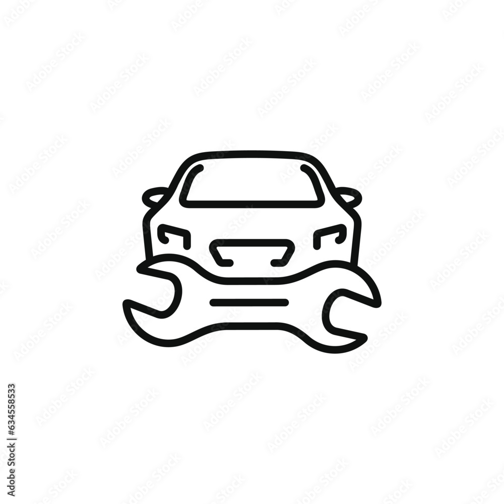 Car service line icon isolated on white background