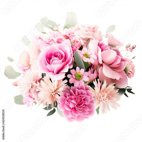 pink bouquet flowers isolated on white background © Ionela