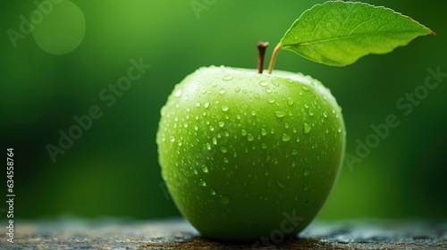 Fresh apple with green background