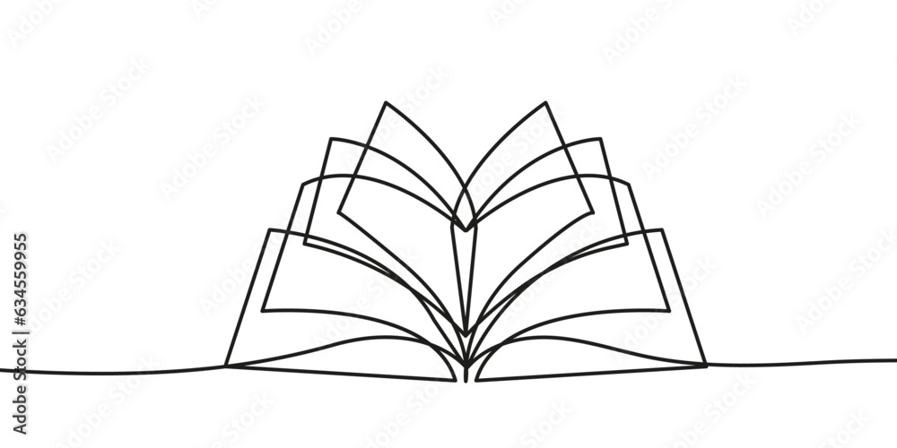 Open Book Continuous One Line Drawing. Reading or Booking Concept Linear Style. Minimalist Trendy Contemporary Design Perfect for Education Design, Social Media, Posters, Invitations, Branding Open Book Continuous One Line Drawing. Reading or Booking Concept Linear Style. Minimalist Trendy Contemporary Design Perfect for Education Design, Social Media, Posters, Invitations, Branding