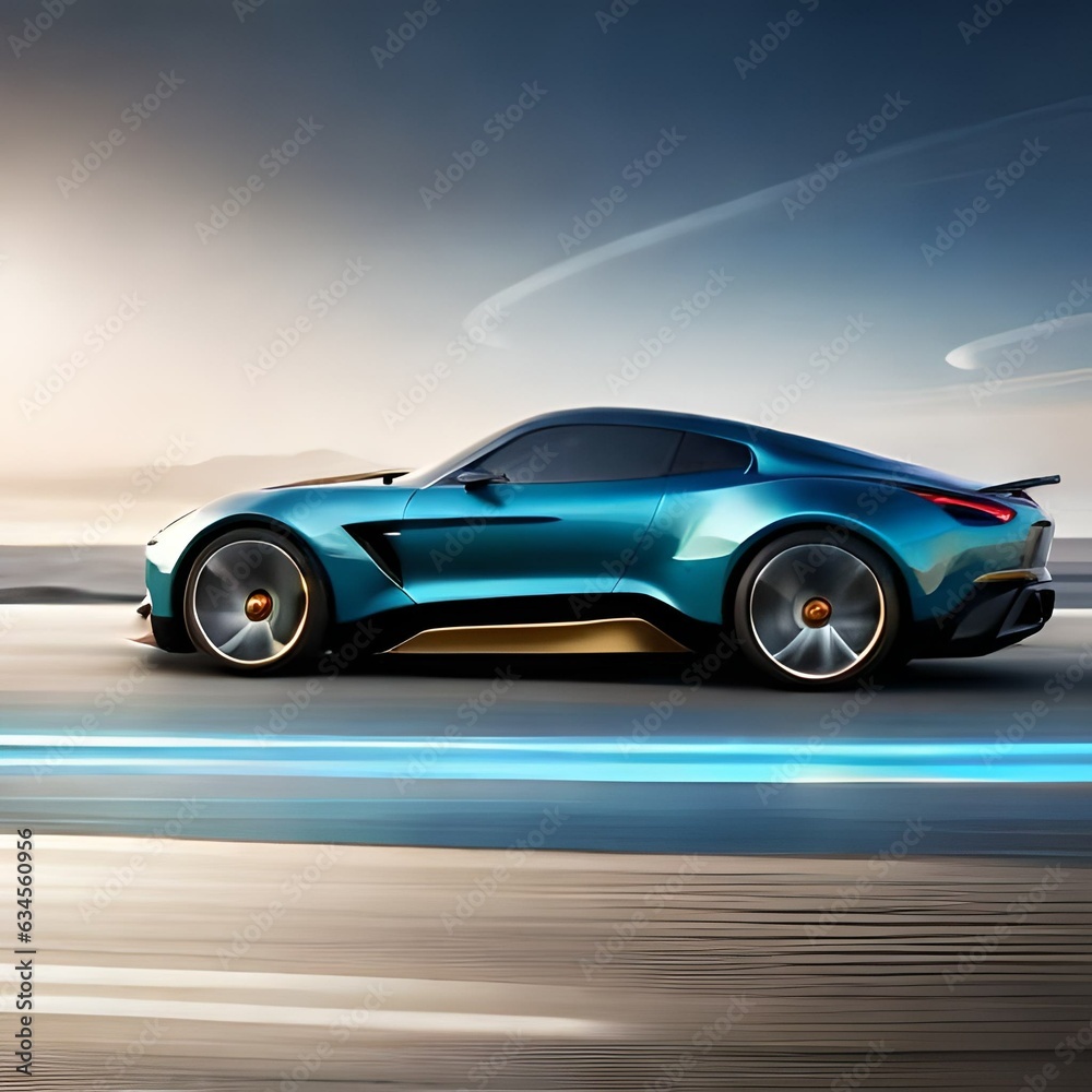 Futuristic Car on road Futuristic Car on road