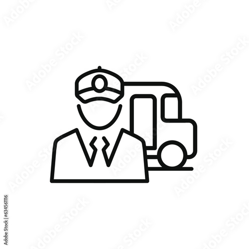 Bus driver line icon isolated on white background