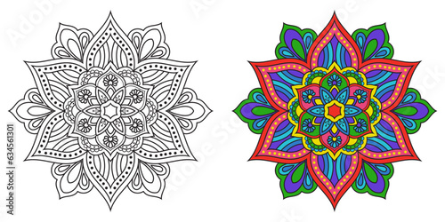 abstract mandala floral ornament,colourful modern mandala design ,mandala Line Illustration