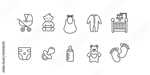 Basic - Baby icons. Set of newborn baby vector illustration isolated on white background