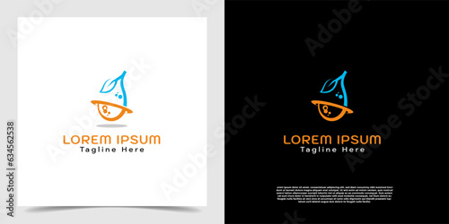 Vector concept bio tech and science icon logo. Microscopic logo vector template