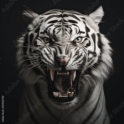 The Head of a Growling White Tiger