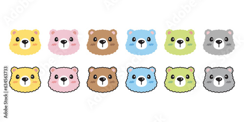 Bear vector polar fluffy face icon fur cartoon character head logo pastel teddy symbol doodle pet animal illustration isolated design