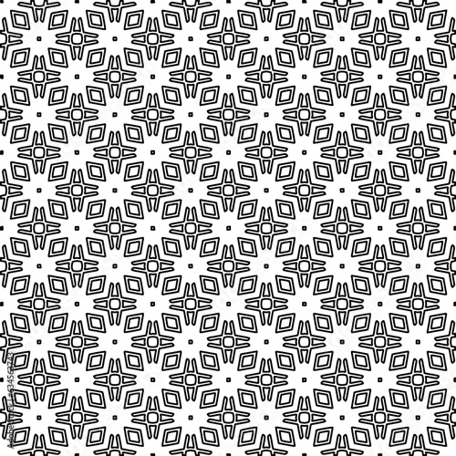 Abstract background with figures from lines. black and white pattern for web page, textures, card, poster, fabric, textile. Monochrome graphic repeating design. 