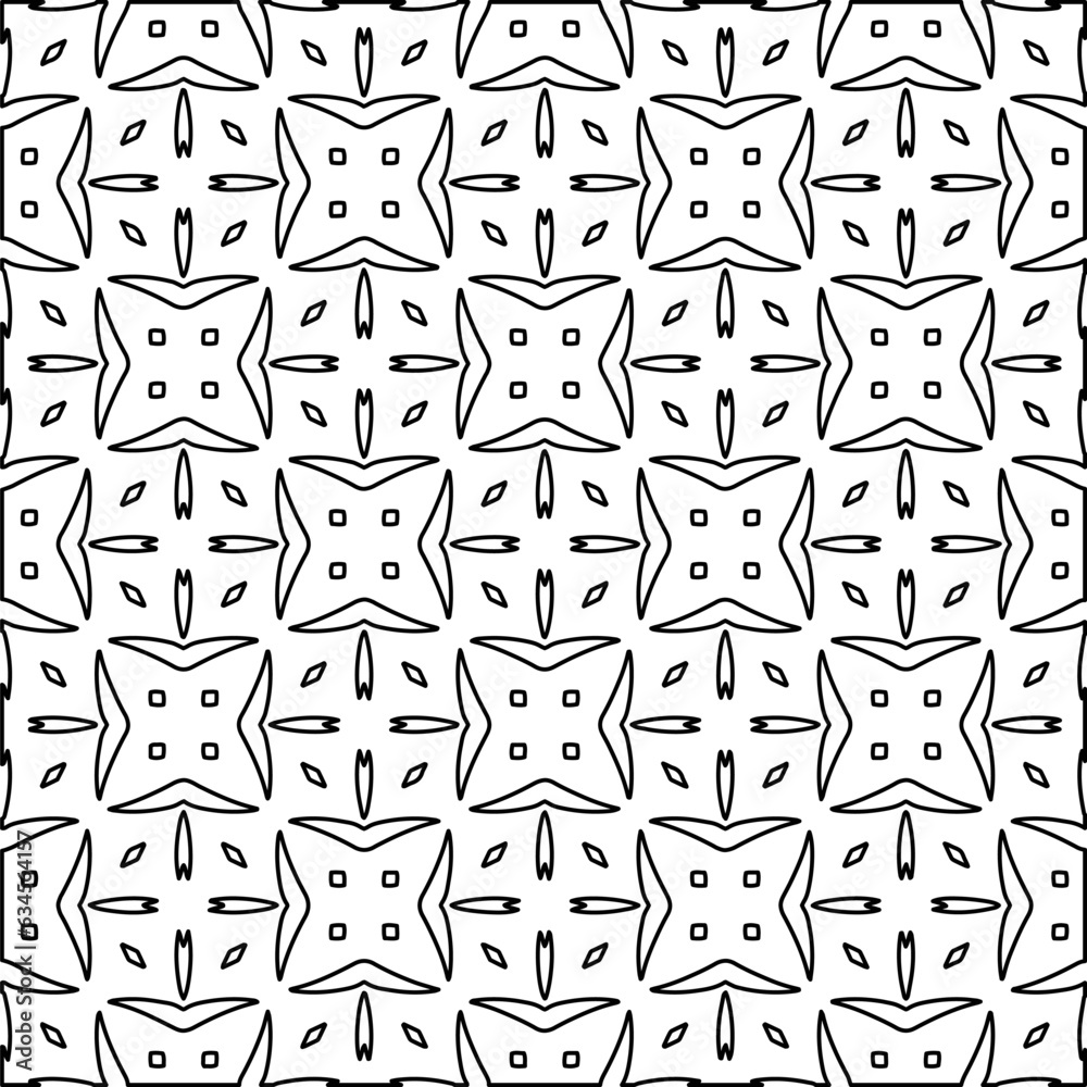 Abstract background with figures from lines. black and white pattern for web page, textures, card, poster, fabric, textile. Monochrome graphic repeating design.
Abstract background with figures from lines. black and white pattern for web page, textures, card, poster, fabric, textile. Monochrome graphic repeating design.