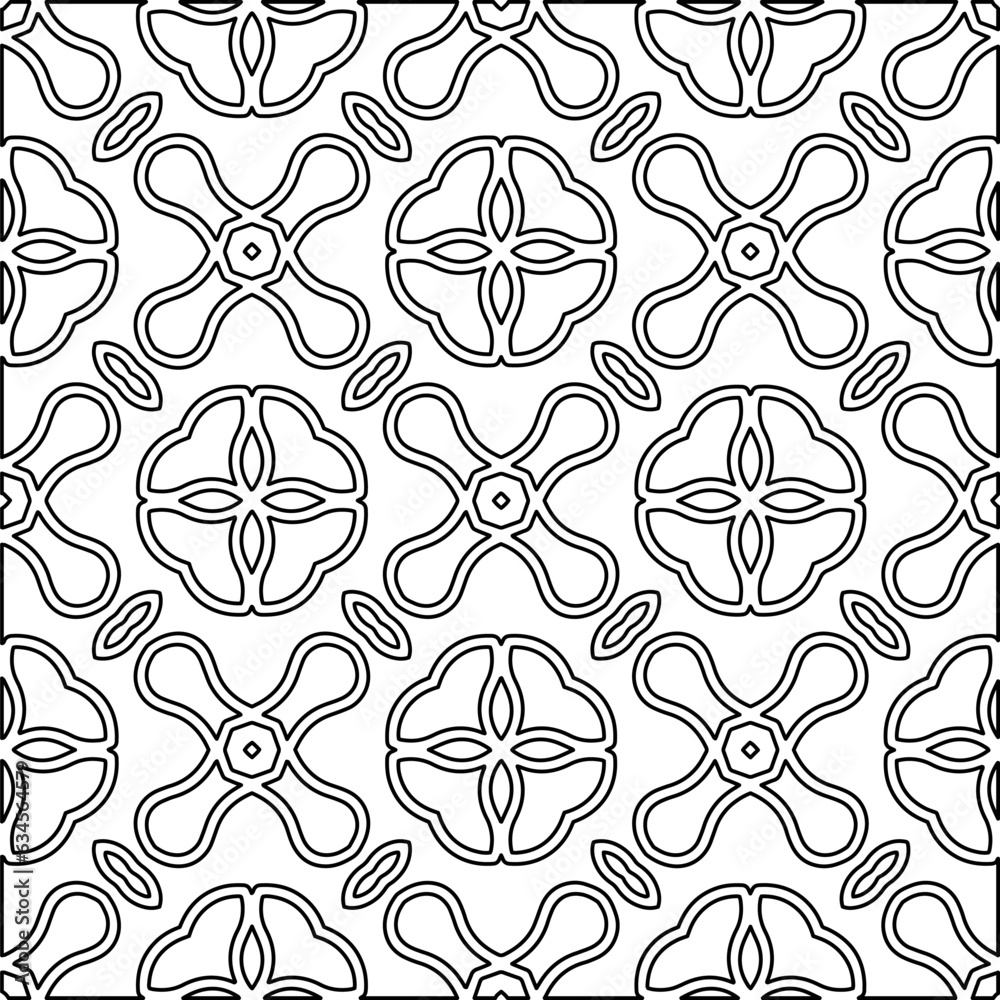 Abstract background with figures from lines. black and white pattern for web page, textures, card, poster, fabric, textile. Monochrome graphic repeating design. Abstract background with figures from lines. black and white pattern for web page, textures, card, poster, fabric, textile. Monochrome graphic repeating design.