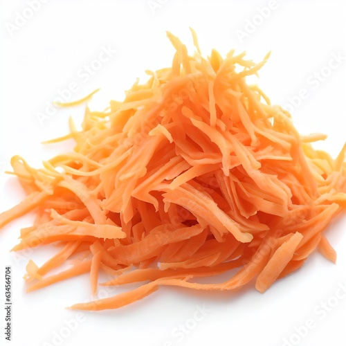 fresh shredded carrots isolated on white background photo