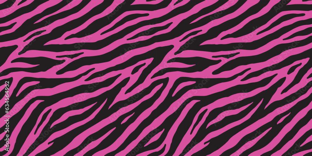 Pink zebra or tiger seamless pattern. Vector illustration. Apparel clothing fabric background.