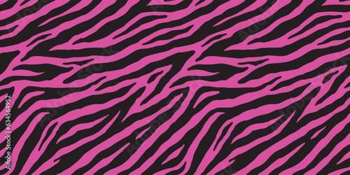 Pink zebra or tiger seamless pattern. Vector illustration. Apparel clothing fabric background.