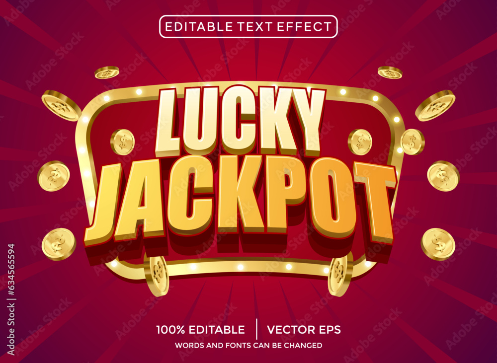  lucky jackpot 3D editable text effect