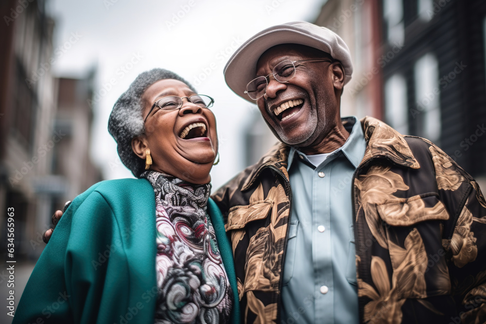 Cheerful laughing senior african-american couple Cheerful laughing senior african-american couple