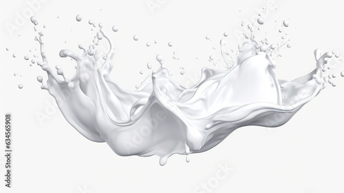 Fresh natural milk, yogurt or white paint splash isolated on white background. Photorealistic generative art 