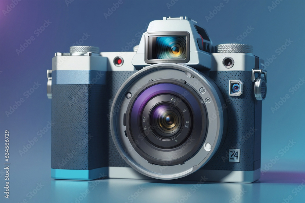 3d style Photo camera photography app icon isolated with colorful background by Generative AI